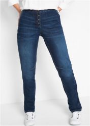 Dżinsy Boyfriend mid waist, wygodny pasek. Niebieskie jeansy damskie bonprix. Za 144.99 zł.
