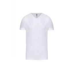 T-shirt z dekoltem w kształcie litery V Kariban. Białe t-shirty męskie KARIBAN, l, bez wzorów, z bawełny, bez kołnierzyka. Za 112.50 zł.