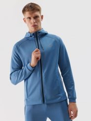 4F Bluza treningowa rozpinana z kapturem męska - niebieska XL. Niebieskie bluzy męskie 4f, l, bez wzorów, z dzianiny, z kapturem. W wyprzedaży za 99.99 zł.