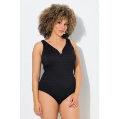 Damskie Strój kąpielowy struktura w romby miękkie miseczki z recyklingu. Czarne kostiumy jednoczęściowe damskie Ulla Popken, plus size, bez wzorów, z elastanu, sportowe, plus size. Za 239.99 zł.