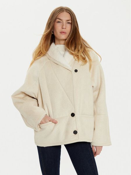 ViCOLO Kożuch TS0038 Écru Regular Fit. Białe płaszcze damskie ViCOLO, m, bez wzorów, bez kaptura. Za 829.99 zł.