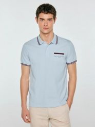 Koszulka męska polo z kontrastowym wykoŅczeniem niebieska Polos 400. Niebieskie koszulki polo męskie Big Star, l, bez wzorów, z dzianiny, eleganckie, bez ramiączek. Za 139.99 zł.