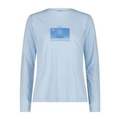 Koszulka damska turystyczna CMP 33F3456. Niebieskie koszulki sportowe damskie CMP, xl, bez wzorów, bez kołnierzyka, bez ramiączek. W wyprzedaży za 69.99 zł.