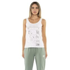 Odzież sportowa lekka z bawełna na co dzień. Biała obuwie sportowe damskie LEONE 1947 APPAREL, bez wzorów, z bawełny, na fitness i siłownię. W wyprzedaży za 69.47 zł.