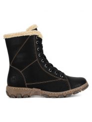 Rieker Botki Z0102-00 Czarny. Czarne botki damskie Rieker, z materiału, bez obcasa, na płaskiej podeszwie, bez zapięcia. Za 258.99 zł.