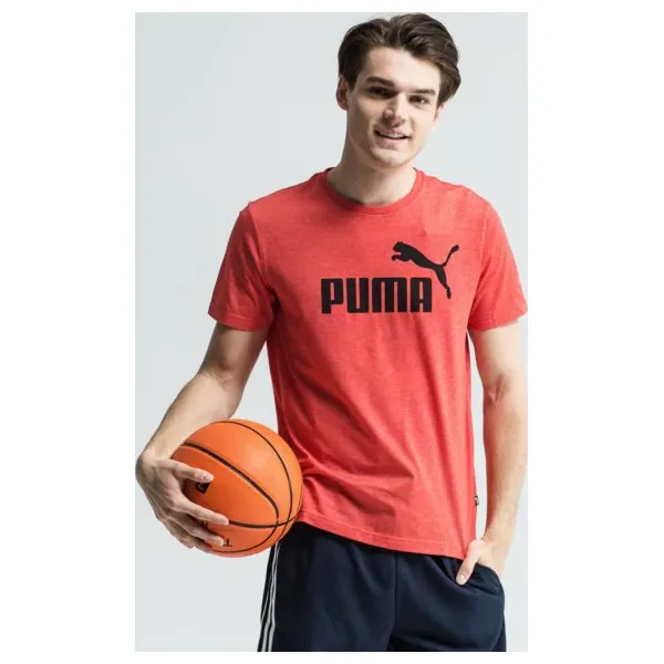 Puma Koszulka Ss Ess+ Heather , czerwony, rozmiar L. Czerwone koszulki sportowe męskie Puma, l, bez wzorów, z bawełny, bez kołnierzyka, bez ramiączek, na fitness i siłownię, climacool (adidas). W wyprzedaży za 79.99 zł.