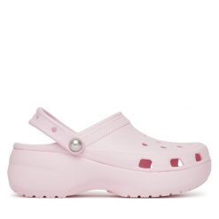 Klapki Crocs. Czerwone klapki damskie Crocs, bez wzorów, bez obcasa. Za 179.99 zł.