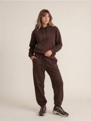 Spodnie dresowe jogger z haftem - brązowy. Brązowe spodnie dresowe damskie Sinsay, l, bez wzorów, z dresówki. Za 39.99 zł.
