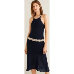 Mango - Sukienka Deni. Niebieskie sukienki damskie Mango, l, bez wzorów, z denimu, casualowe, bez kołnierzyka, bez ramiączek. W wyprzedaży za 139.90 zł.