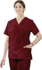 Visent BLUZA MEDYCZNA DAMSKA BLUZA LEKARSKA bordowy L. Czerwone bluzy damskie Visent, l, bez wzorów, bez kaptura. Za 59.99 zł.