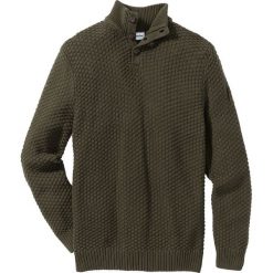 Sweter Slim Fit bonprix ciemnooliwkowy. Swetry przez głowę męskie marki Giacomo Conti. Za 89.99 zł.