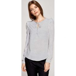 Bluzka z Falbankami na Ramionach w Kafelki. Szare bluzki damskie Molly.pl, z falbankami. Za 121.90 zł.
