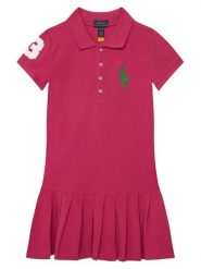 Polo Ralph Lauren Sukienka codzienna 313A95975001 Różowy Regular Fit. Czerwone sukienki dla dziewczynek Polo Ralph Lauren, bez wzorów, z bawełny, bez ramiączek. Za 549.99 zł.