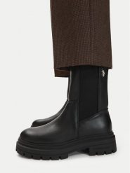 U.S. Polo Assn. Botki EO-SVETA003W/GYE1 Czarny. Czarne botki damskie U.S. Polo Assn., ze skóry, bez obcasa, na płaskiej podeszwie, bez zapięcia. Za 299.99 zł.