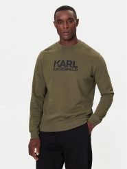 KARL LAGERFELD Bluza 705091 554917 Zielony Regular Fit. Zielone bluzy męskie KARL LAGERFELD, m, bez wzorów, z bawełny, bez kaptura. Za 439.99 zł.