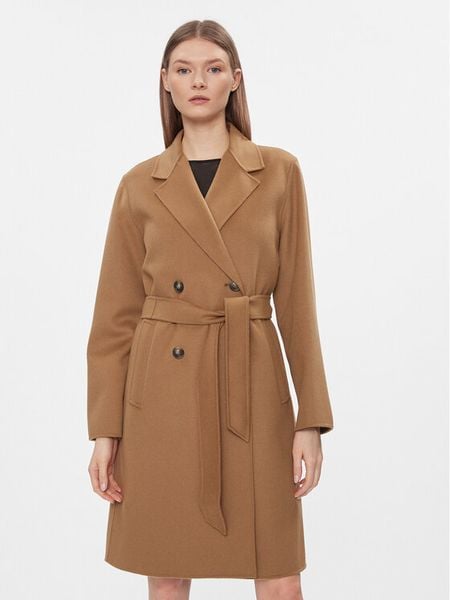 Weekend Max Mara Płaszcz wełniany Flirt 2415011011 Brązowy Regular Fit. Brązowe płaszcze damskie Weekend Max Mara, bez wzorów, z wełny, bez kaptura. Za 2,469.00 zł.
