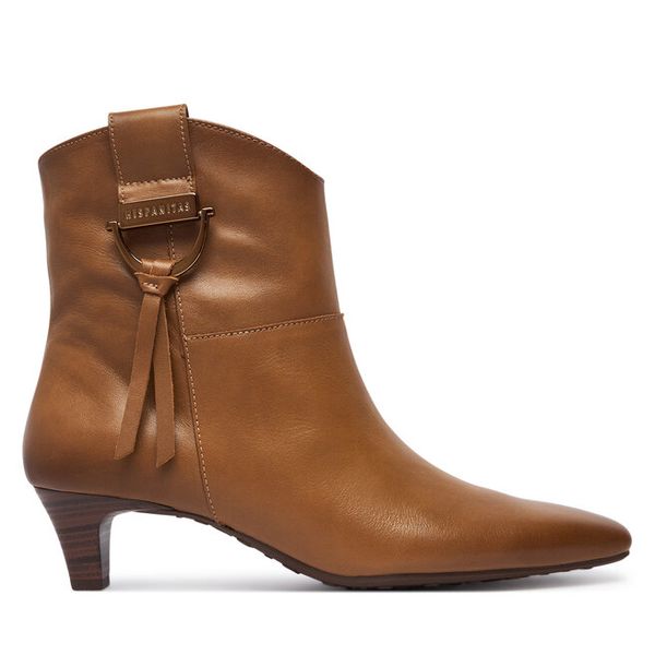 Botki Hispanitas. Brązowe botki damskie Hispanitas, bez obcasa, na słupku, bez zapięcia. Za 789.99 zł.