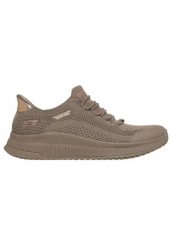 Buty SKECHERS SLIP-INS BOBS SQUAD 4 DIRE STEP Brązowy. Brązowe trampki i tenisówki damskie Skechers, bez wzorów, z materiału, bez zapięcia. Za 323.99 zł.