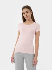 4F T-shirt regular gładki damski XL. Niebieskie t-shirty damskie 4f, xl, bez wzorów, z bawełny, bez kołnierzyka. Za 49.99 zł.