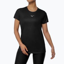 Koszulka do biegania damska Mizuno Core Graphic Tee. Czarne koszulki sportowe damskie Mizuno, s, bez wzorów, z materiału, bez kołnierzyka, bez ramiączek, do biegania. Za 119.99 zł.