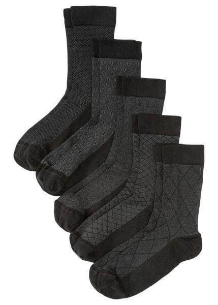 Skarpety z nieuciskającym ściągaczem (5 par). Czarne skarpety męskie bonprix, bez wzorów. Za 52.99 zł.