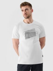 4F T-shirt regular z nadrukiem męski - biały XXL. Białe koszulki sportowe męskie 4f, m, bez wzorów, z bawełny, klasyczne, bez kołnierzyka. W wyprzedaży za 39.99 zł.