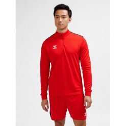 Bluza dresowa z pół zamkiem błyskawicznym Hummel Authentic. Czerwone bluzy męskie Hummel, bez wzorów, z dresówki, bez kaptura, na fitness i siłownię. Za 251.00 zł.