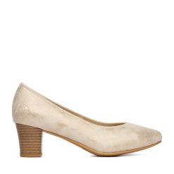 Czółenka Rieker. Żółte czółenka damskie Rieker, bez wzorów, bez obcasa, bez zapięcia. Za 319.99 zł.