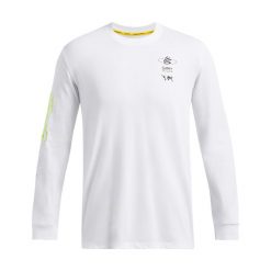Longsleeve męski Under Armour Curry Verbiage Heavyweight. Białe bluzy męskie Under Armour, m, bez wzorów, bez kołnierzyka, bez ramiączek, do koszykówki. Za 169.99 zł.