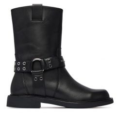 Botki Karl Lagerfeld Jeans. Czarne botki damskie Karl Lagerfeld Jeans, z jeansu, bez obcasa, bez zapięcia. Za 1,229.00 zł.