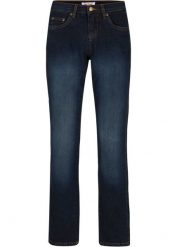 Dżinsy Straight Slim, Mid Waist, ze stretchem. Niebieskie jeansy damskie bonprix. Za 109.99 zł.