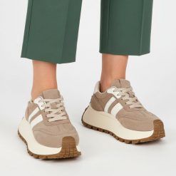 Sneakersy damskie S.Barski, cholewka skóra naturalna zamszowa kontrastowe panele wiązanie klasyczne fason niski zaokrąglony nosek masywna wizualnie p. Brązowe półbuty damskie S.BARSKI, bez wzorów, ze skóry, klasyczne, bez obcasa, bez zapięcia. Za 219.00 zł.