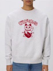Bluza oversize z nadrukiem - jasnoszary. Szare bluzy męskie Reserved, l, bez wzorów, z bawełny, bez kaptura. W wyprzedaży za 89.99 zł.