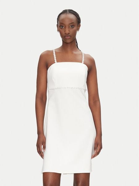 Rinascimento Sukienka koktajlowa CFC0124761003 Écru Regular Fit. Sukienki damskie Rinascimento, s, bez wzorów, z syntetyku, wizytowe, bez kołnierzyka, bez ramiączek. Za 339.99 zł.