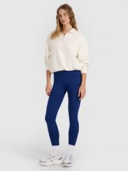 Legginsy fitness damskie z wysokim stanem. Niebieskie legginsy damskie 4f, l, bez wzorów, z bawełny. Za 64.57 zł.