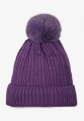 Fioletowa Czapka z Dzianiny o Ozdobnym Splocie z Pomponem Nemma. Fioletowe czapki i kapelusze damskie Renee, bez wzorów, z dzianiny. Za 24.99 zł.