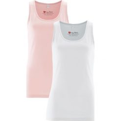 Top ze stretchem (2 szt. w opak.) bonprix perłowy jasnoróżowy + biały. Topy damskie marki bonprix. Za 39.98 zł.