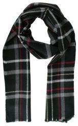 Szalik Przejściowy z Dziewiczą Wełną (Virgin Wool) - Fraas - Czarny w Kratkę. Czarne szaliki męskie V. Fraas, na jesień, bez wzorów, z materiału. Za 85.00 zł.