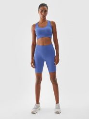 4F Legginsy kolarki treningowe damskie - granatowe M/L. Niebieskie legginsy damskie 4f, l, bez wzorów, z dzianiny. W wyprzedaży za 69.99 zł.