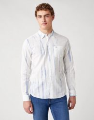 KOSZULA MĘSKA WRANGLER LS 1PKT SHIRT WHITE W5A9OG989 112130089. Białe koszule męskie Wrangler, m, bez wzorów, bez kołnierzyka, bez ramiączek. Za 129.99 zł.