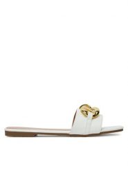 DeeZee Klapki Q28-2 Biały. Białe klapki damskie DeeZee, bez wzorów, z materiału, bez obcasa. Za 119.99 zł.