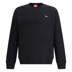 Męska bluza treningowa Diesel z oddychającego materiału. Czarne bluzy sportowe męskie Diesel, m, bez wzorów, z bawełny, bez kaptura. Za 702.45 zł.