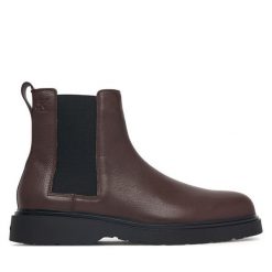 Sztyblety Calvin Klein. Brązowe botki męskie Calvin Klein, bez wzorów, bez zapięcia. Za 649.99 zł.