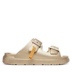 Sandały D.Franklin. Żółte sandały damskie D.Franklin, bez wzorów, bez obcasa, na płaskiej podeszwie, bez zapięcia. Za 169.99 zł.