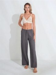 Muślinowe spodnie piżamowe - szary. Szare piżamy damskie Sinsay, l, bez wzorów, bez ramiączek. Za 29.99 zł.