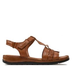 Sandały Caprice. Brązowe sandały damskie Caprice, bez wzorów, bez obcasa, na płaskiej podeszwie, bez zapięcia. Za 299.99 zł.