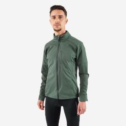 Kurtka do biegania męska Kiprun Run 900 Warm Regul. Zielone kurtki męskie KIPRUN, na jesień, m, z aplikacjami, z materiału, klasyczne, z kapturem. Za 319.99 zł.