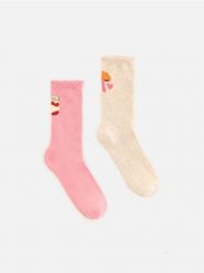 Skarpetki z bawełną 2 pack - różowy. Czerwone skarpety damskie Reserved, bez wzorów, z bawełny. Za 39.99 zł.
