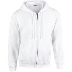 Bluza z kapturem i zamkiem błyskawicznym Gildan Heavy Blend™. Białe bluzy męskie Gildan, l, bez wzorów, z bawełny, z kapturem. Za 181.60 zł.