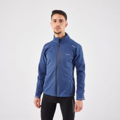 Kurtka do biegania męska Kiprun Run 900 Warm Regul. Niebieskie kurtki męskie KIPRUN, m, bez wzorów, z materiału, sportowe, bez kaptura. Za 299.99 zł.